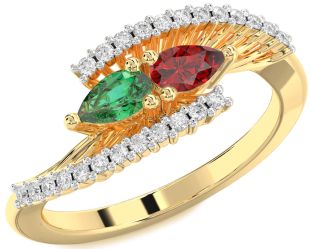 Diamond Gold Pear Two Stone Promise Ring