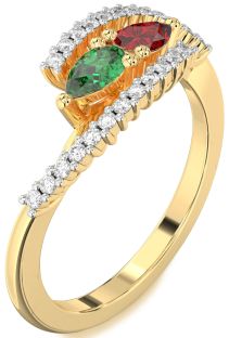 Diamond Gold Pear Two Stone Promise Ring