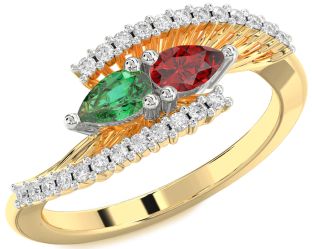 Diamond Platinum & Yellow Gold Pear Two Stone Promise Ring