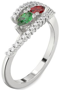 Diamond Platinum Pear Two Stone Promise Ring