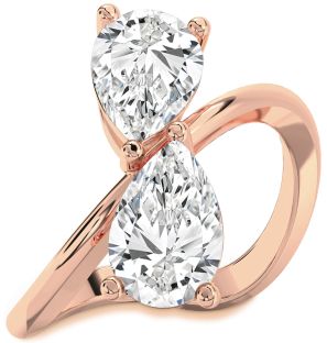 Diamond Rose Gold Pear Two Stone Ring