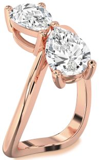 Diamond Rose Gold Pear Two Stone Ring