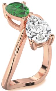 Rose Gold Pear Two Stone Promise Ring