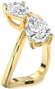 Diamond Gold Pear Two Stone Ring
