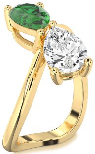 Gold Pear Two Stone Promise Ring