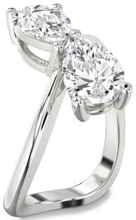 Diamond Platinum Pear Two Stone Ring