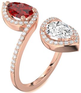 Diamond Rose Gold Pear Two Stone Pave Promise Ring