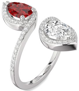 Diamond Platinum Pear Two Stone Pave Promise Ring