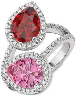 Diamond Platinum Pear Two Stone Pave Promise Ring