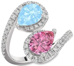 Diamond White Gold Pear Two Stone Pave Promise Ring