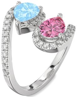 Diamond Platinum Pear Two Stone Pave Promise Ring