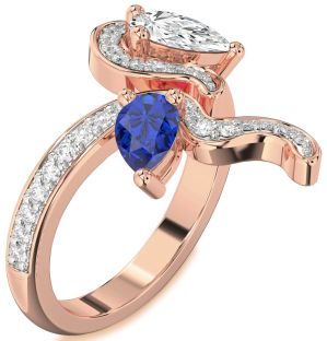 Diamond Rose Gold Pear Two Stone Pave Promise Ring