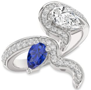 Diamond White Gold Pear Two Stone Pave Promise Ring