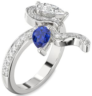 Diamond Platinum Pear Two Stone Pave Promise Ring