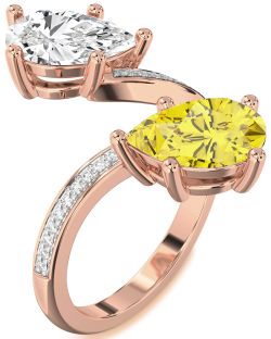 Diamond Rose Gold Pear Two Stone Pave Promise Ring