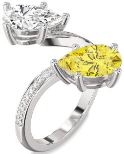 Diamond Platinum Pear Two Stone Pave Promise Ring