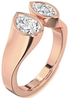 Diamond Rose Gold Pear Two Stone Ring