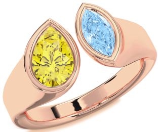 Rose Gold Silver Pear Two Stone Promise Ring