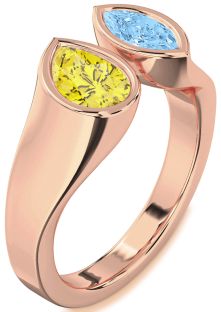 Rose Gold Pear Two Stone Promise Ring