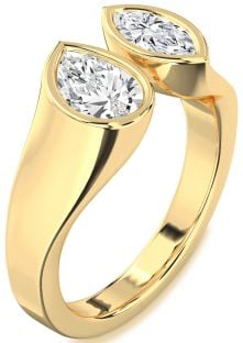 Diamond Gold Pear Two Stone Ring
