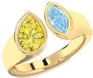 Gold Pear Two Stone Promise Ring