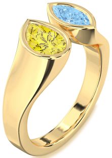 Gold Pear Two Stone Promise Ring