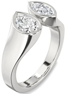 Diamond White Gold Pear Two Stone Ring