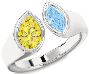 Platinum Pear Two Stone Promise Ring