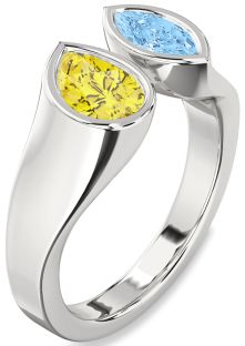 Platinum Pear Two Stone Promise Ring