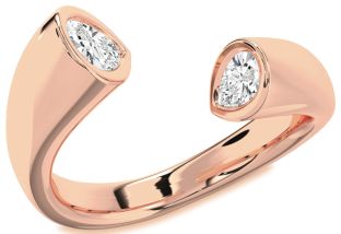 Diamond Rose Gold Pear Two Stone Ring