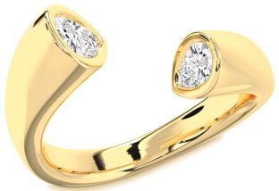 Diamond Gold Pear Two Stone Ring
