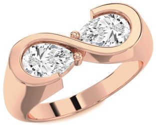 Diamond Rose Gold Infinity Pear Two Stone Ring