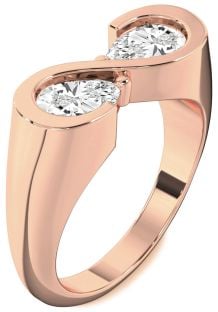 Diamond Rose Gold Infinity Pear Two Stone Ring