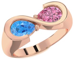 Rose Gold Silver Infinity Pear Two Stone Promise Ring