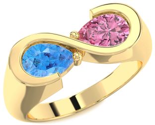 Gold Silver Infinity Pear Two Stone Promise Ring