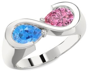 Platinum Infinity Pear Two Stone Promise Ring
