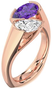 Rose Gold Pear Two Stone Promise Ring