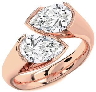 Diamond Rose Gold Pear Two Stone Ring