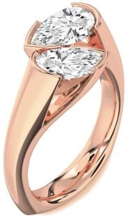 Diamond Rose Gold Pear Two Stone Ring