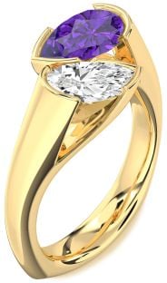 Gold Pear Two Stone Promise Ring