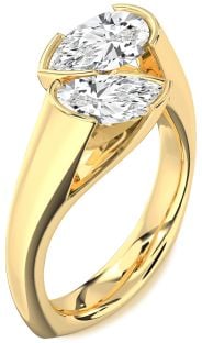 Diamond Gold Pear Two Stone Ring