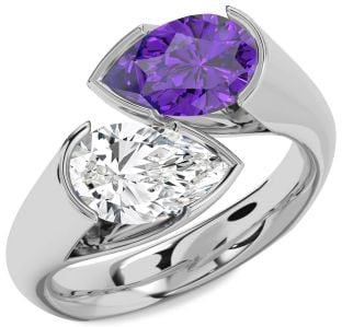 Platinum Pear Two Stone Promise Ring