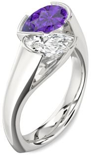 Platinum Pear Two Stone Promise Ring