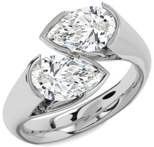 Diamond Platinum Pear Two Stone Ring