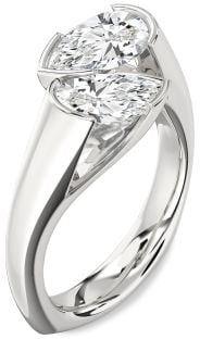 Diamond White Gold Pear Two Stone Ring