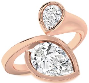 Diamond Rose Gold Pear Two Stone Ring