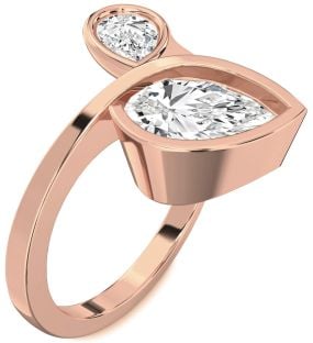 Diamond Rose Gold Pear Two Stone Ring