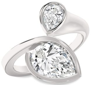 Diamond White Gold Pear Two Stone Ring