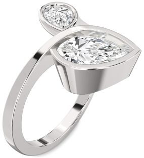 Diamond White Gold Pear Two Stone Ring