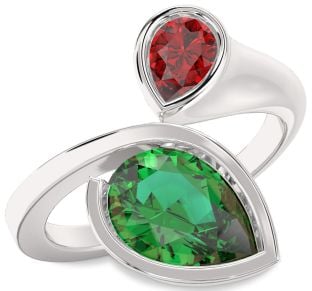 Platinum Pear Two Stone Promise Ring